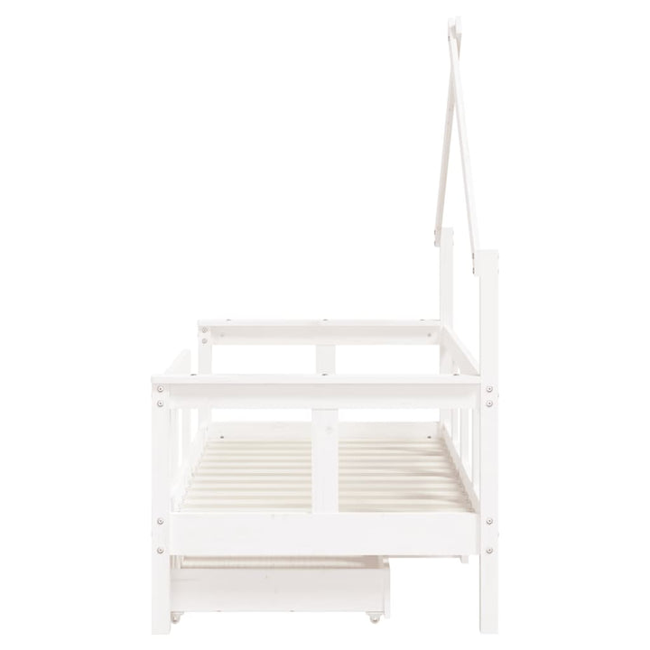 Kids Solid Wood Pine Bed Frame with Drawers