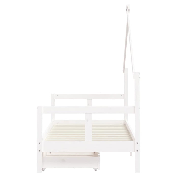 Kids Solid Wood Pine Bed Frame with Drawers