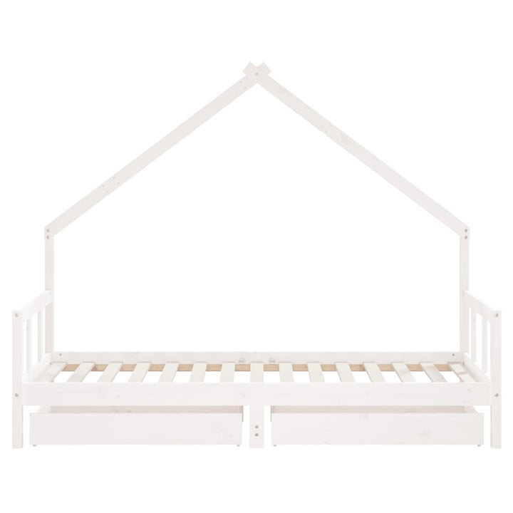 Kids Solid Wood Pine Bed Frame with Drawers