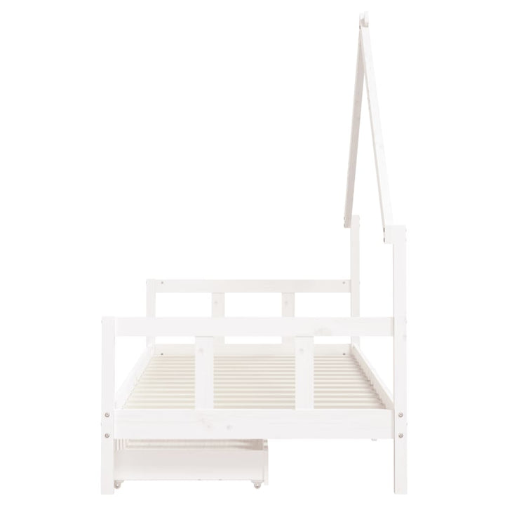 Kids Solid Wood Pine Bed Frame with Drawers