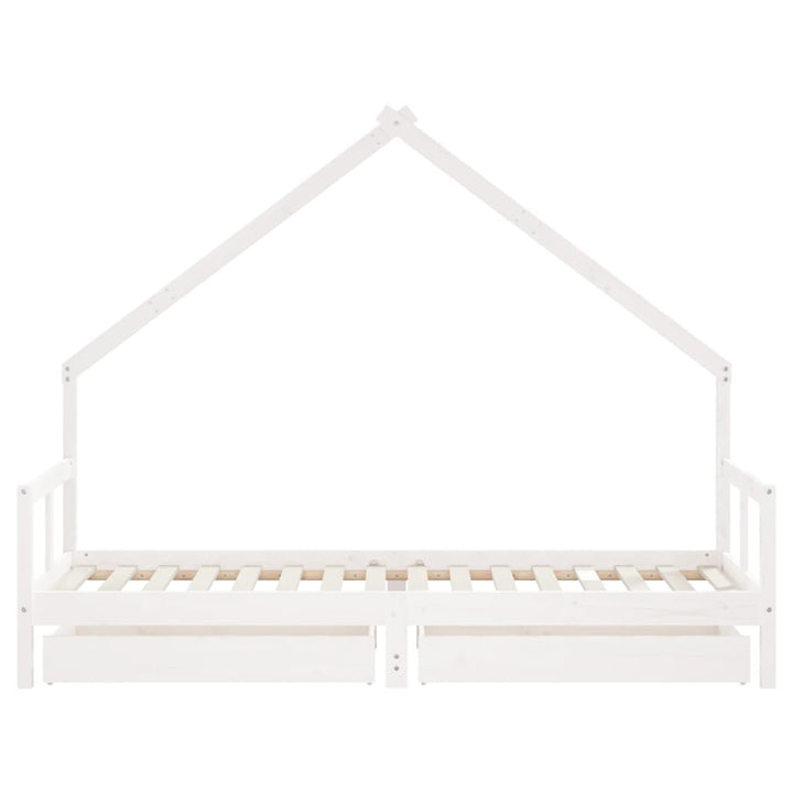 Kids Solid Wood Pine Bed Frame with Drawers