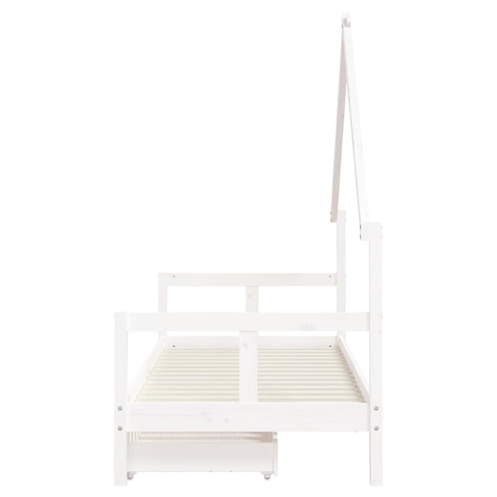 Kids Solid Wood Pine Bed Frame with Drawers