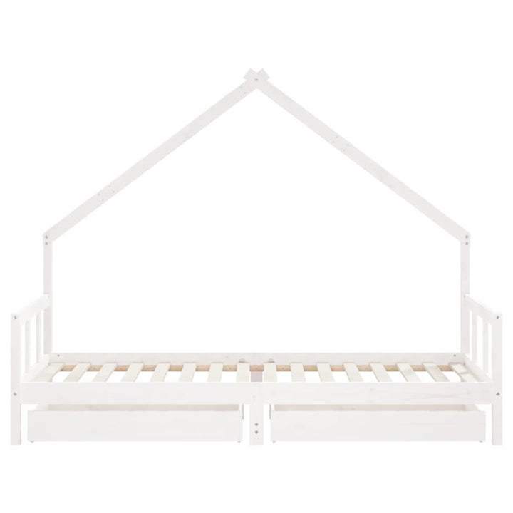 Kids Solid Wood Pine Bed Frame with Drawers