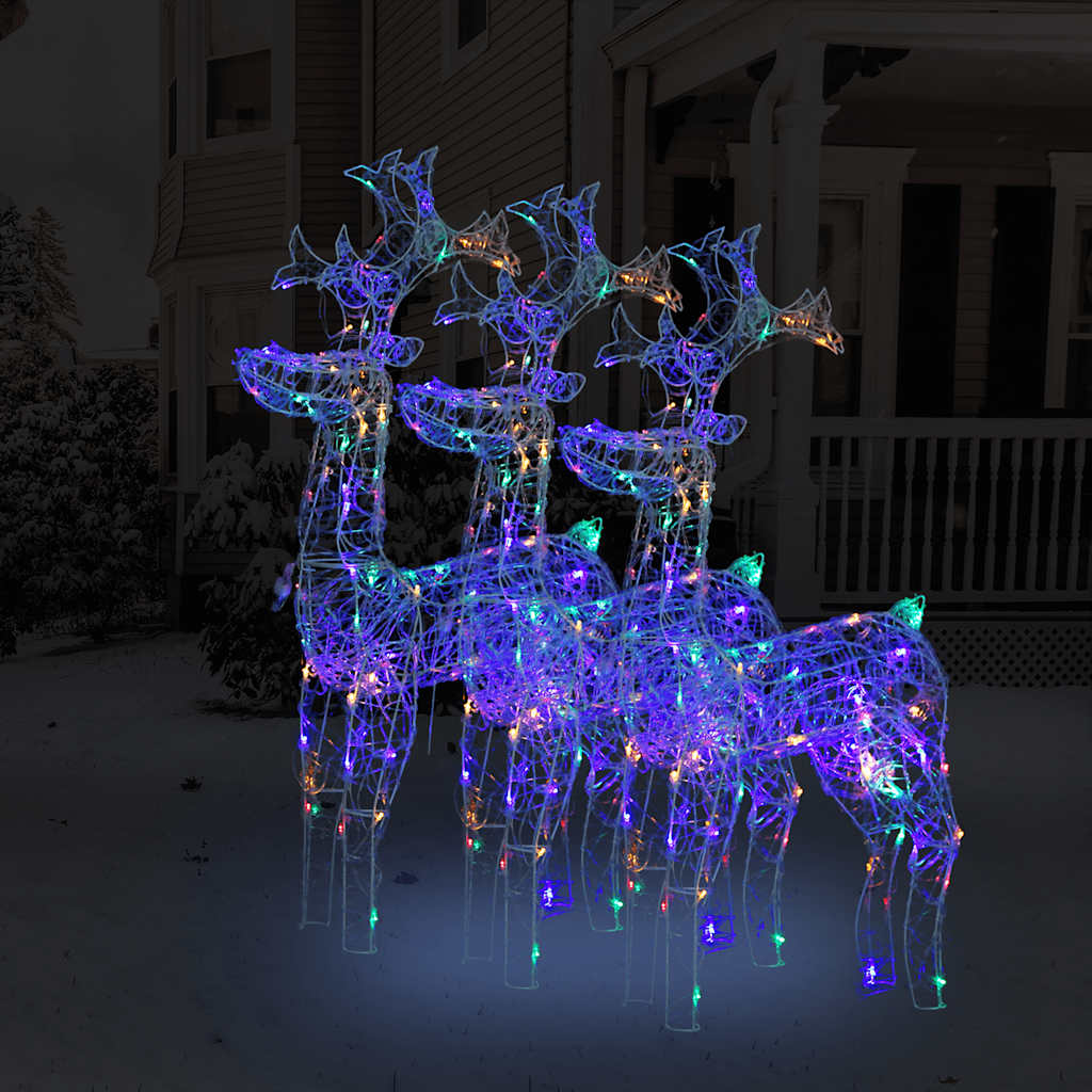 Xxl Acrylic Christmas Reindeers 250 Led 3 Pcs 180 Cm