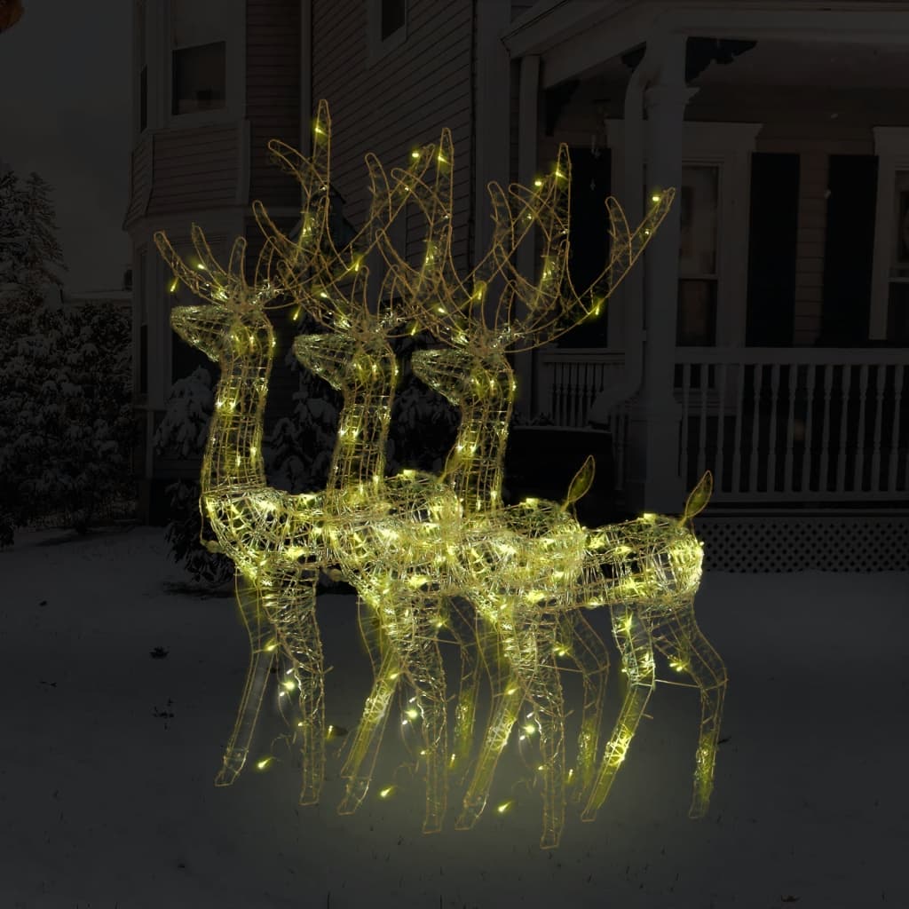 Xxl Acrylic Christmas Reindeers 250 Led 3 Pcs 180 Cm