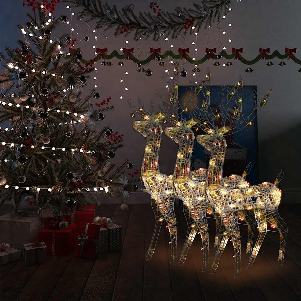 Xxl Acrylic Christmas Reindeers 250 Led 3 Pcs 180 Cm