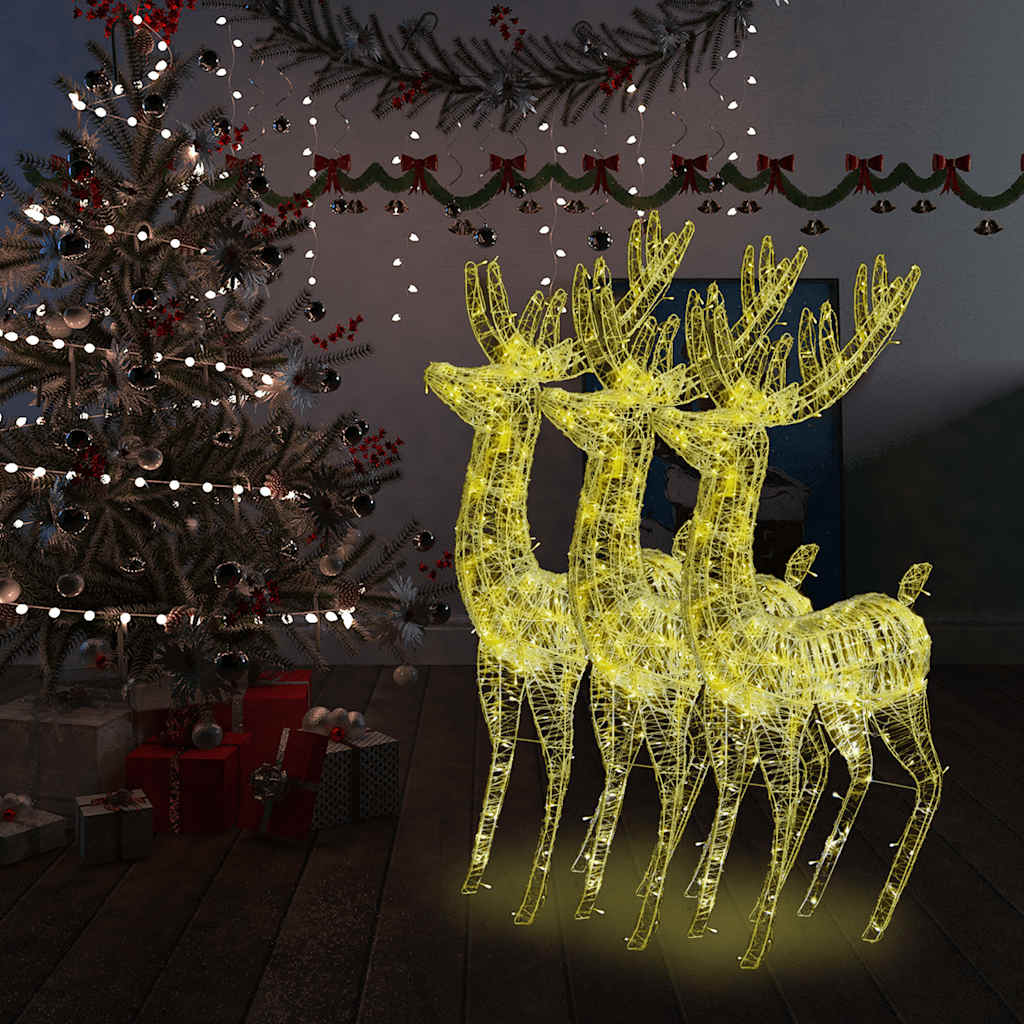 Xxl Acrylic Christmas Reindeers 250 Led 3 Pcs 180 Cm
