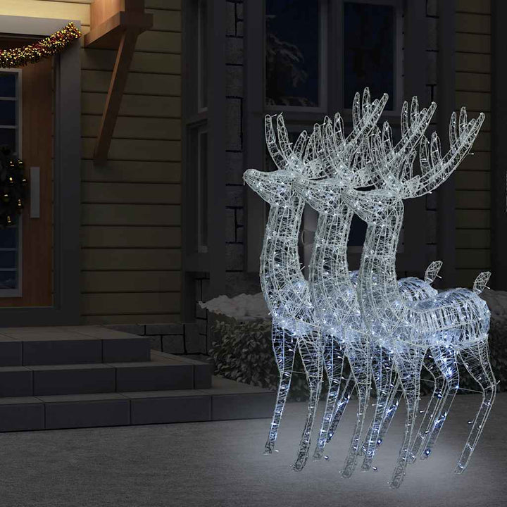 Xxl Acrylic Christmas Reindeers 250 Led 3 Pcs 180 Cm
