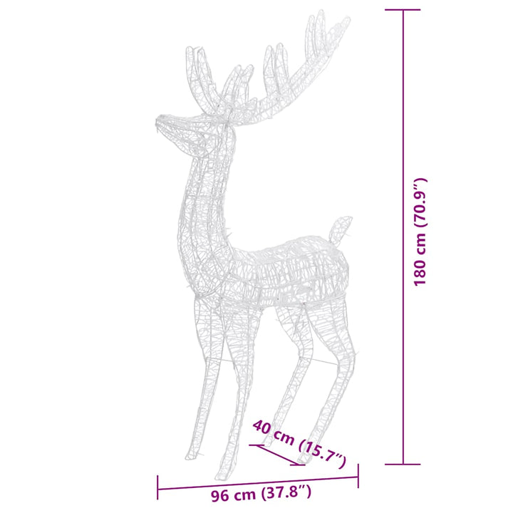 Xxl Acrylic Christmas Reindeers 250 Led 3 Pcs 180 Cm