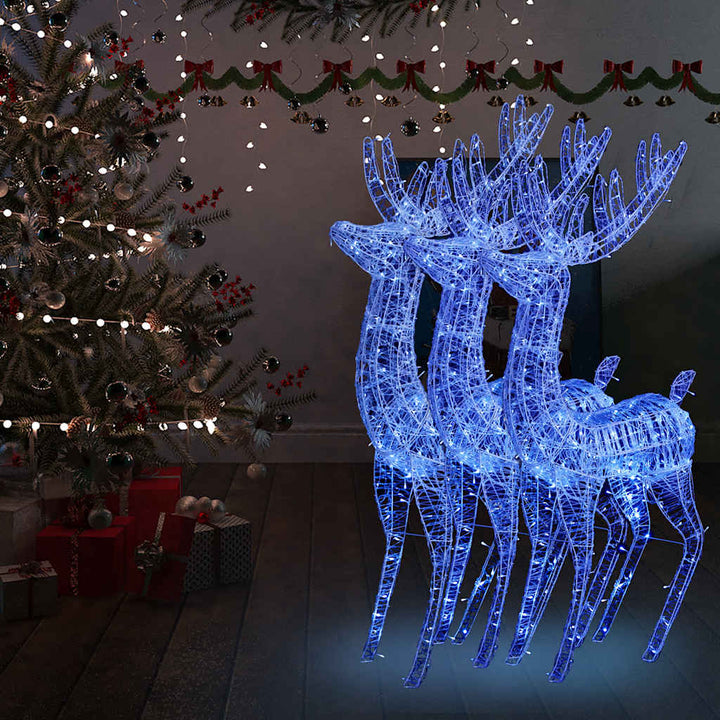 Xxl Acrylic Christmas Reindeers 250 Led 3 Pcs 180 Cm