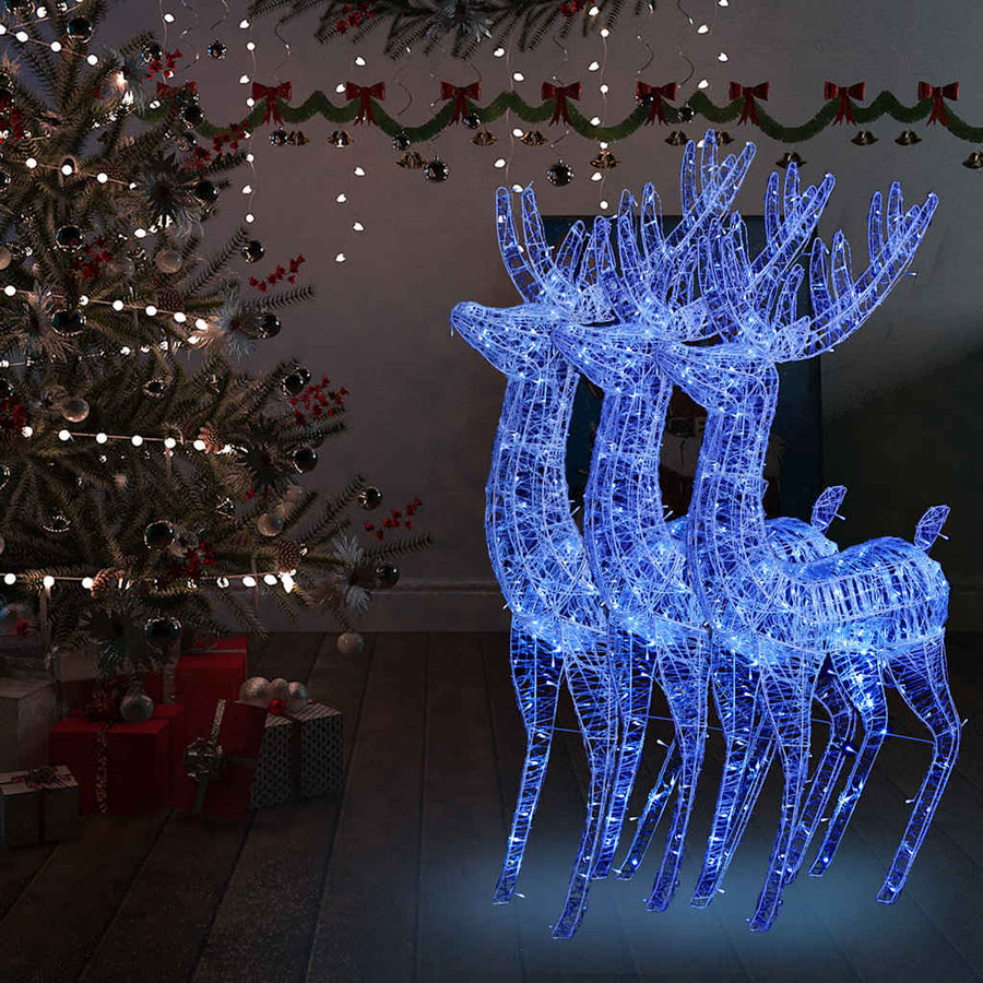 Xxl Acrylic Christmas Reindeers 250 Led 3 Pcs 180 Cm
