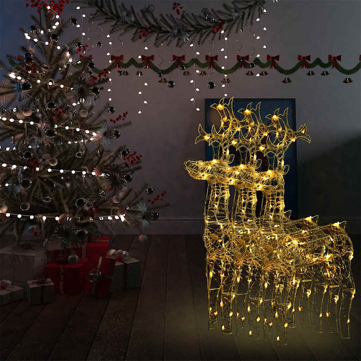 Xxl Acrylic Christmas Reindeers 250 Led 3 Pcs 180 Cm