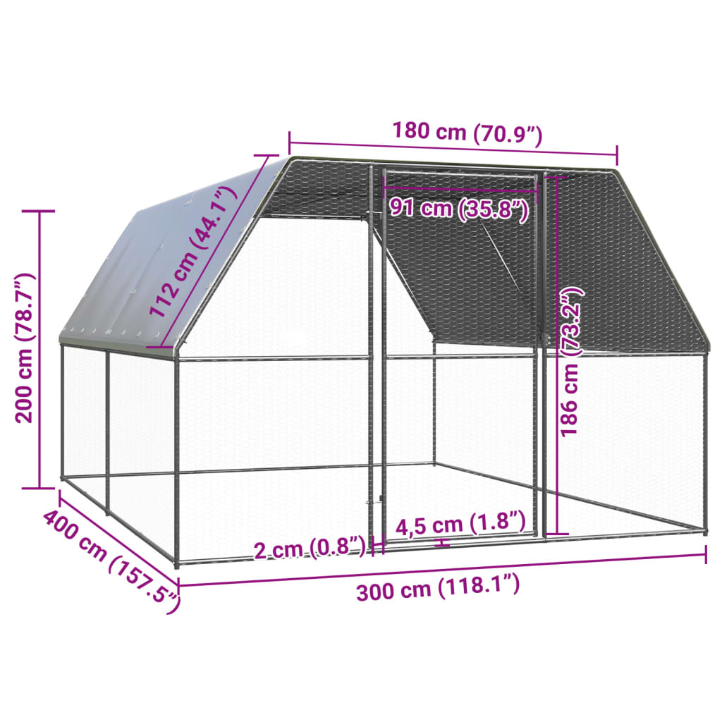 Outdoor Chicken Cage Galvanised Steel