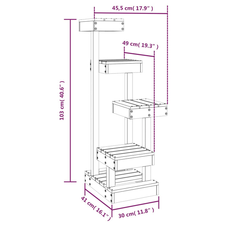 Cat Tree 45.5X49X103 Cm Solid Wood Pine