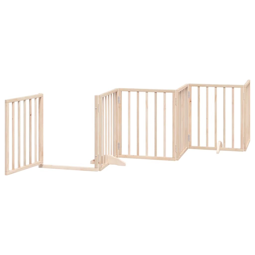 Dog Gate With Door Foldable 6 Panels 300 Cm Poplar Wood