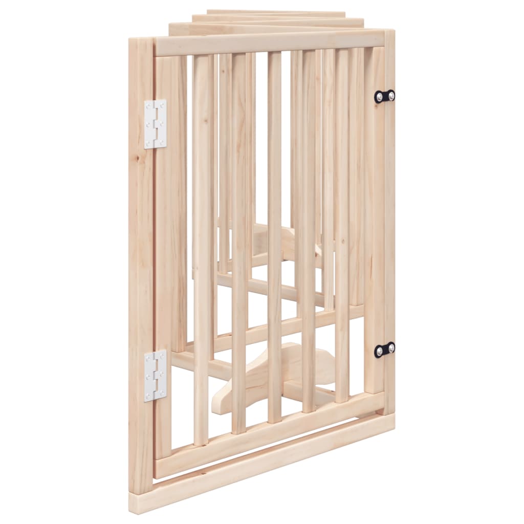 Dog Gate With Door Foldable 6 Panels 300 Cm Poplar Wood