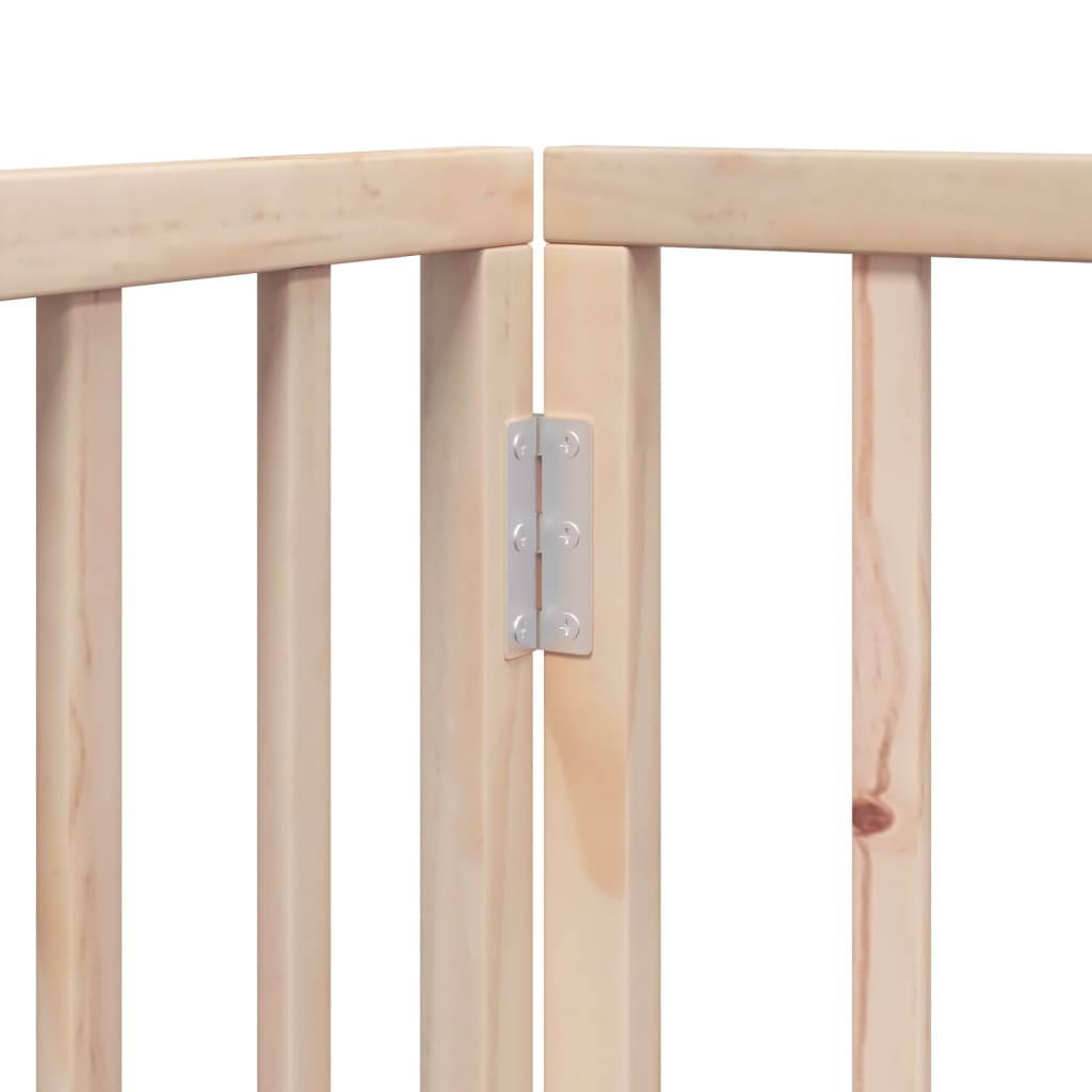 Dog Gate With Door Foldable 6 Panels 300 Cm Poplar Wood
