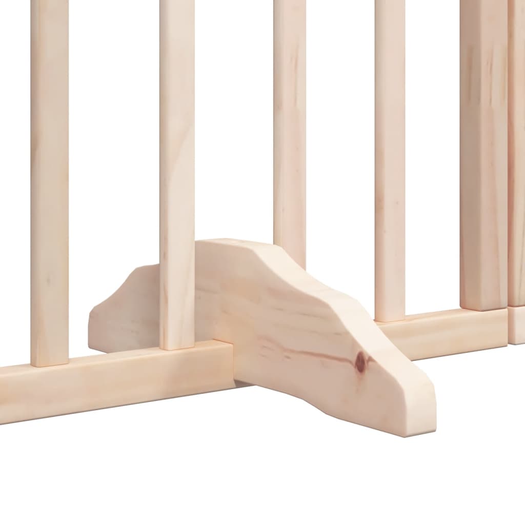 Dog Gate With Door Foldable 6 Panels 300 Cm Poplar Wood
