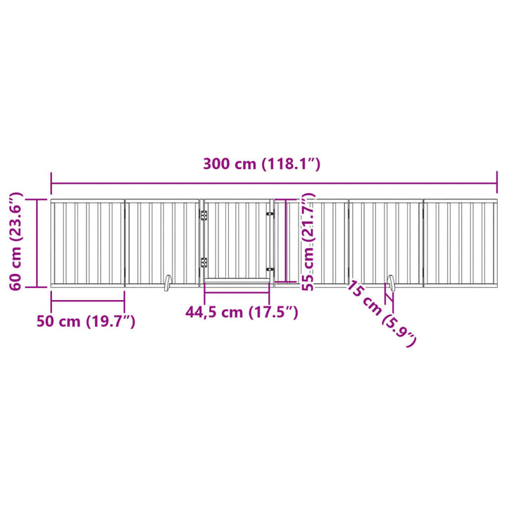 Dog Gate With Door Foldable 6 Panels 300 Cm Poplar Wood