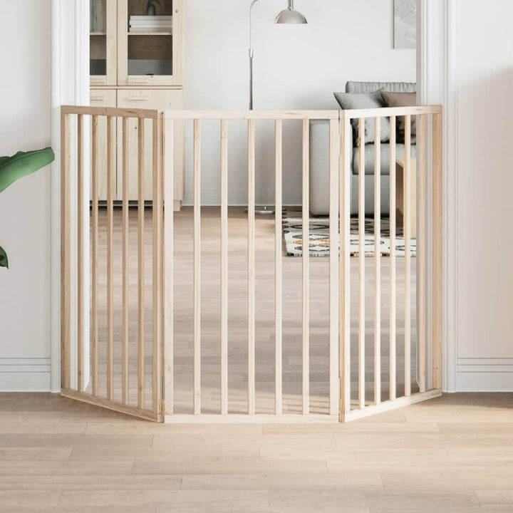 Dog Gate With Door Foldable 6 Panels 300 Cm Poplar Wood