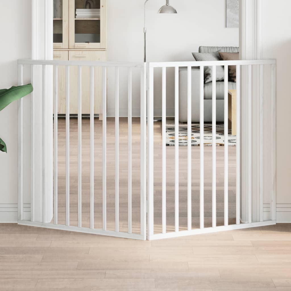 Dog Gate With Door Foldable 6 Panels 300 Cm Poplar Wood