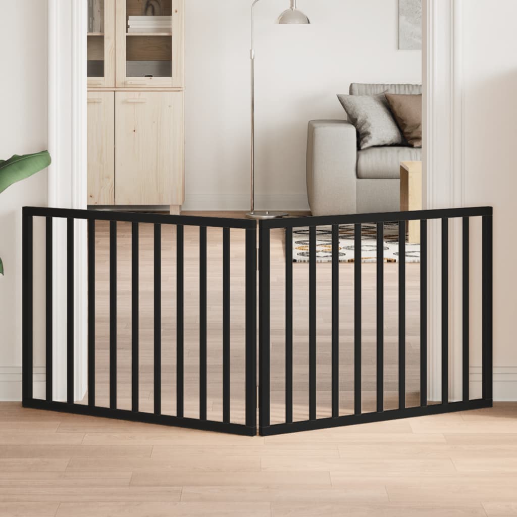 Dog Gate With Door Foldable 6 Panels 300 Cm Poplar Wood