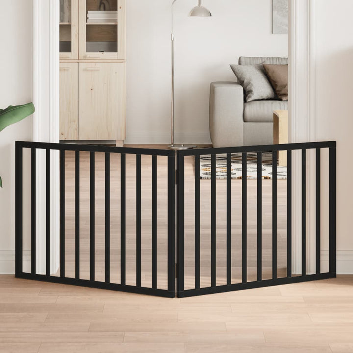 Dog Gate With Door Foldable 6 Panels 300 Cm Poplar Wood