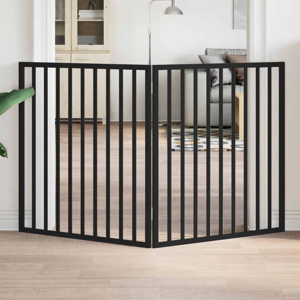 Dog Gate With Door Foldable 6 Panels 300 Cm Poplar Wood