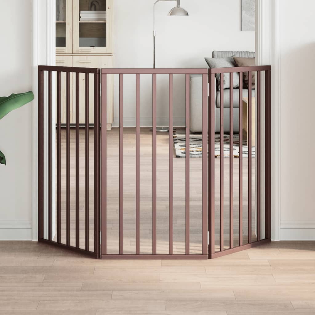 Dog Gate With Door Foldable 6 Panels 300 Cm Poplar Wood