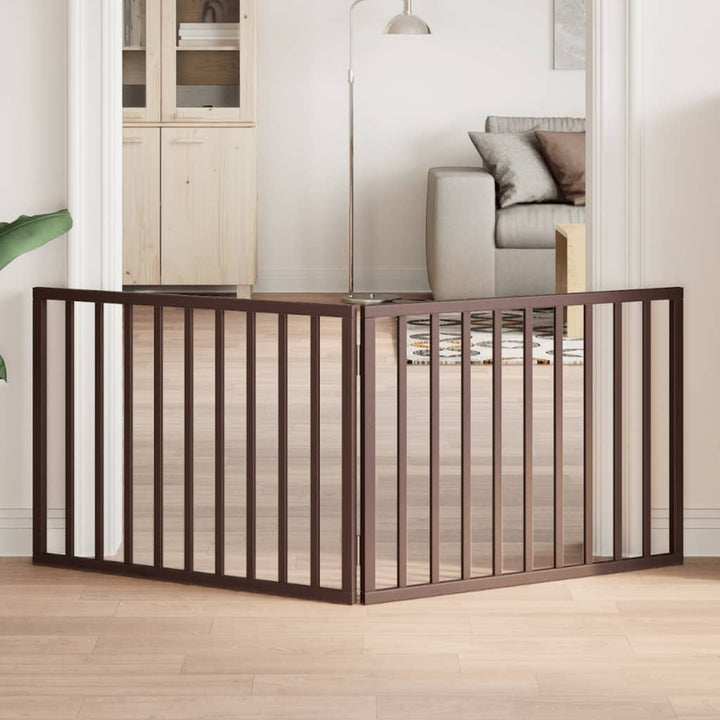 Dog Gate With Door Foldable 6 Panels 300 Cm Poplar Wood