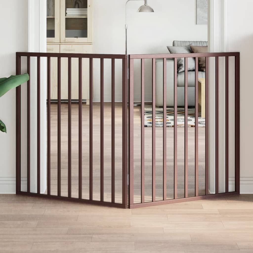 Dog Gate With Door Foldable 6 Panels 300 Cm Poplar Wood