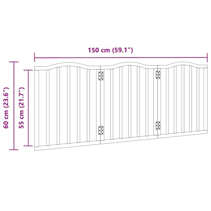 Dog Gate Foldable 3 Panels 150 Cm Poplar Wood