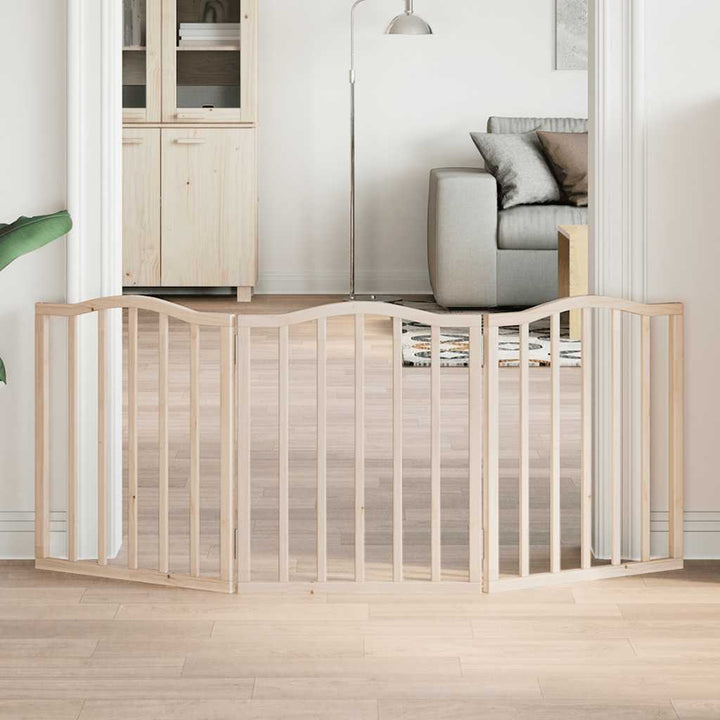 Dog Gate Foldable 3 Panels 150 Cm Poplar Wood