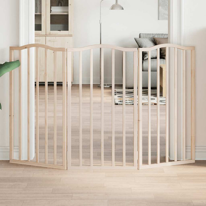 Dog Gate Foldable 3 Panels 150 Cm Poplar Wood