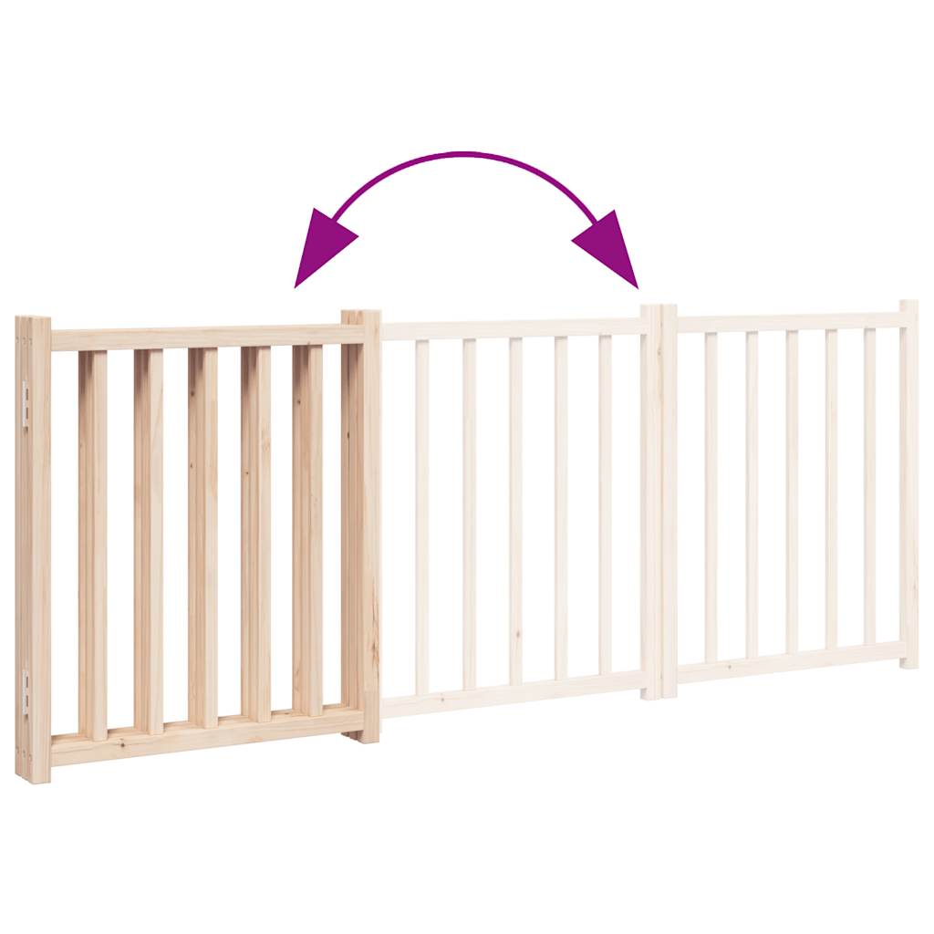 Dog Gate Foldable 3 Panels 150 Cm Solid Wood Fir