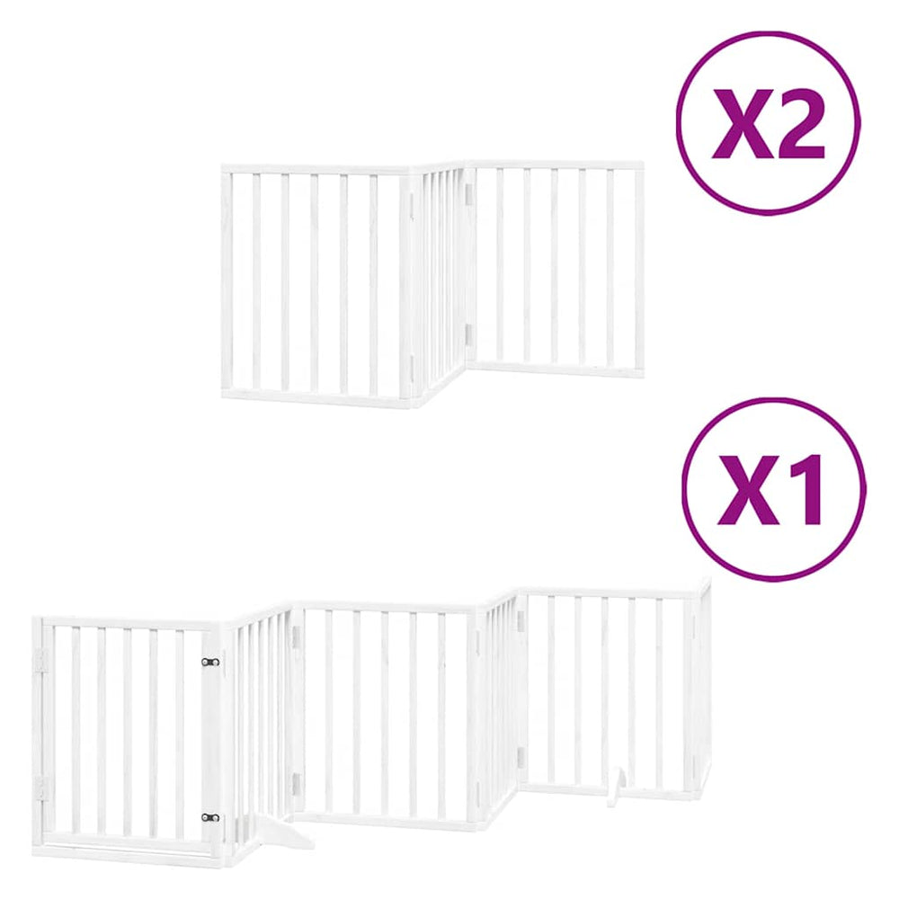 Dog Gate With Door Foldable 12 Panels 600 Cm Poplar Wood