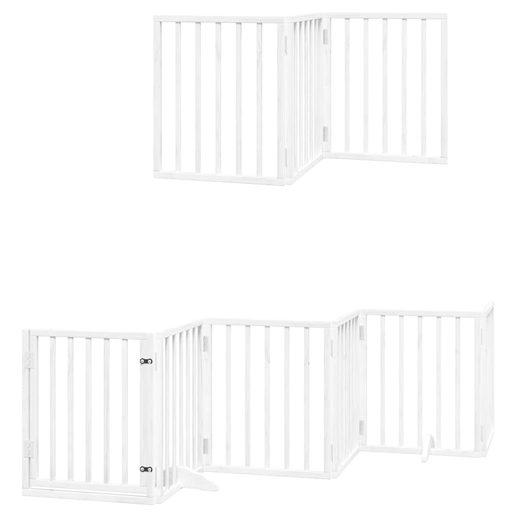 Dog Gate With Door Foldable 12 Panels 600 Cm Poplar Wood