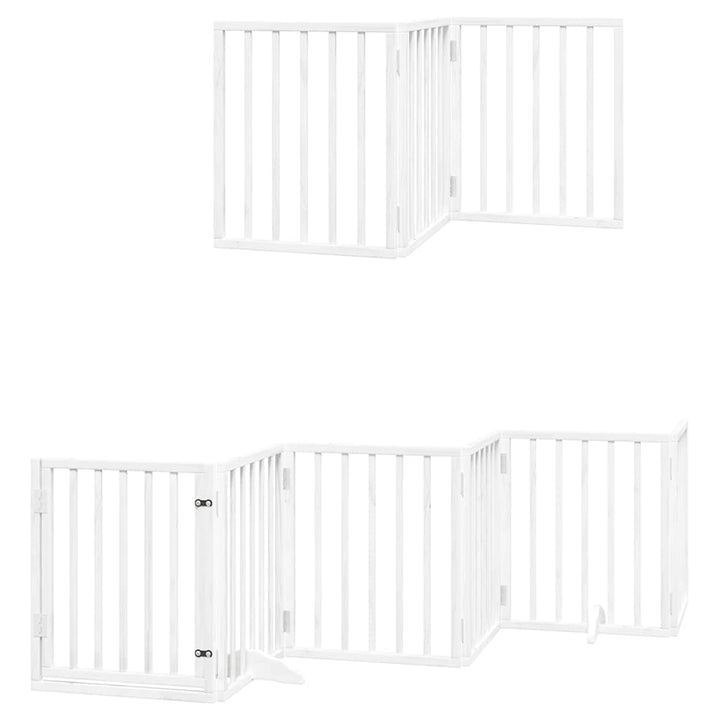 Dog Gate With Door Foldable 12 Panels 600 Cm Poplar Wood