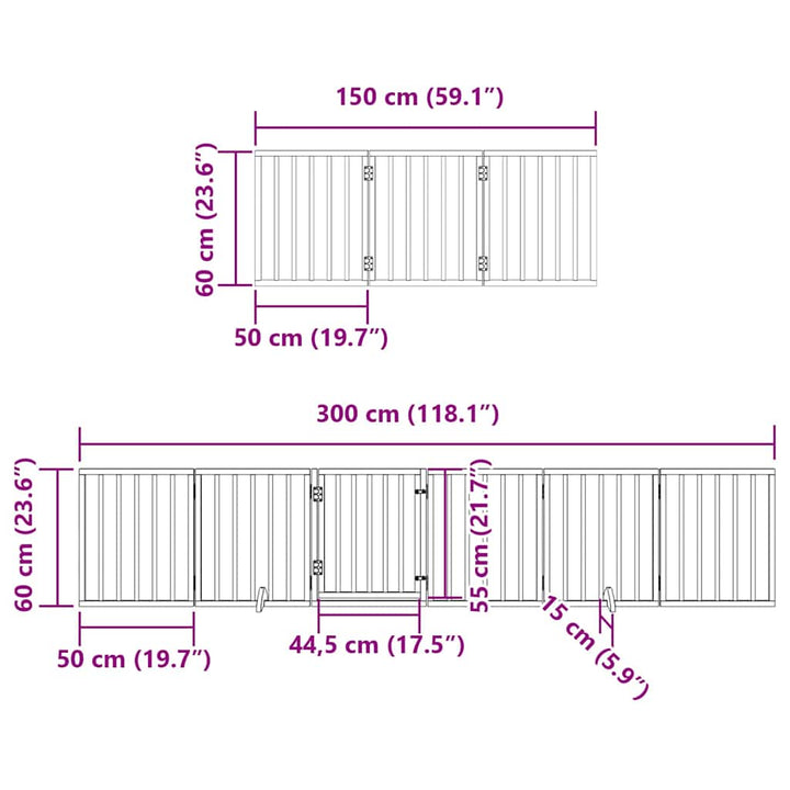 Dog Gate With Door Foldable 12 Panels 600 Cm Poplar Wood