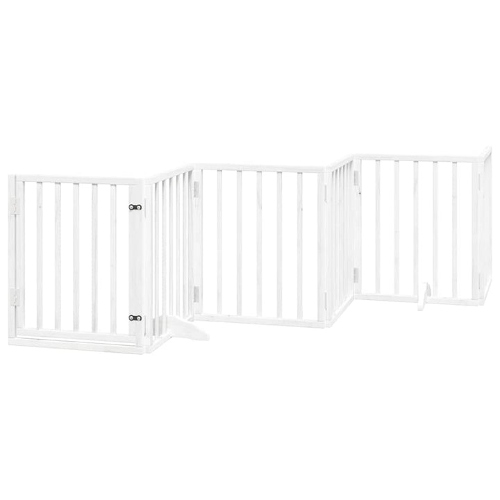 Dog Gate With Door Foldable 12 Panels 600 Cm Poplar Wood