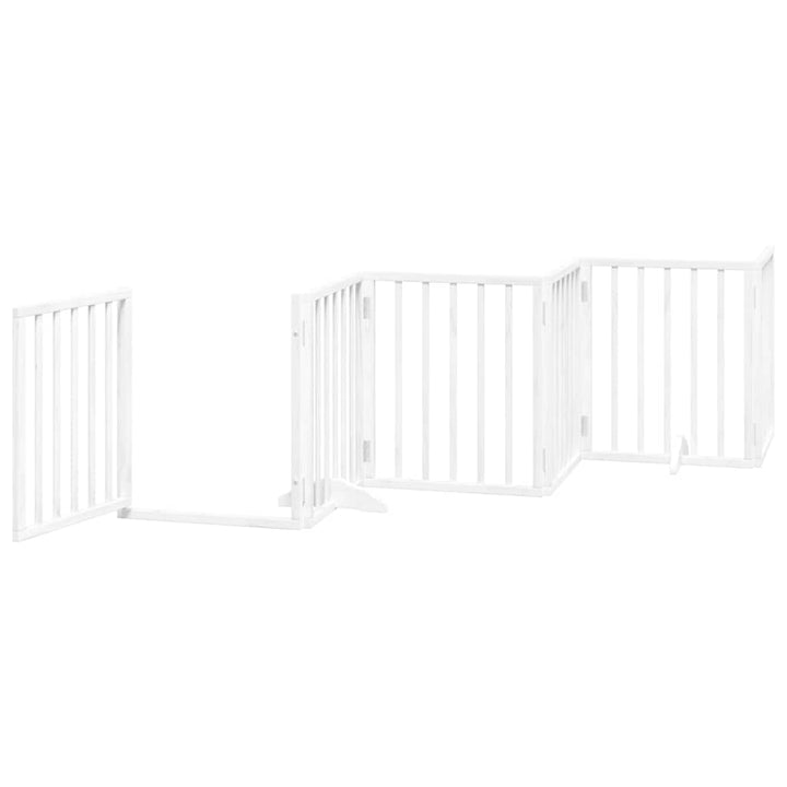 Dog Gate With Door Foldable 12 Panels 600 Cm Poplar Wood