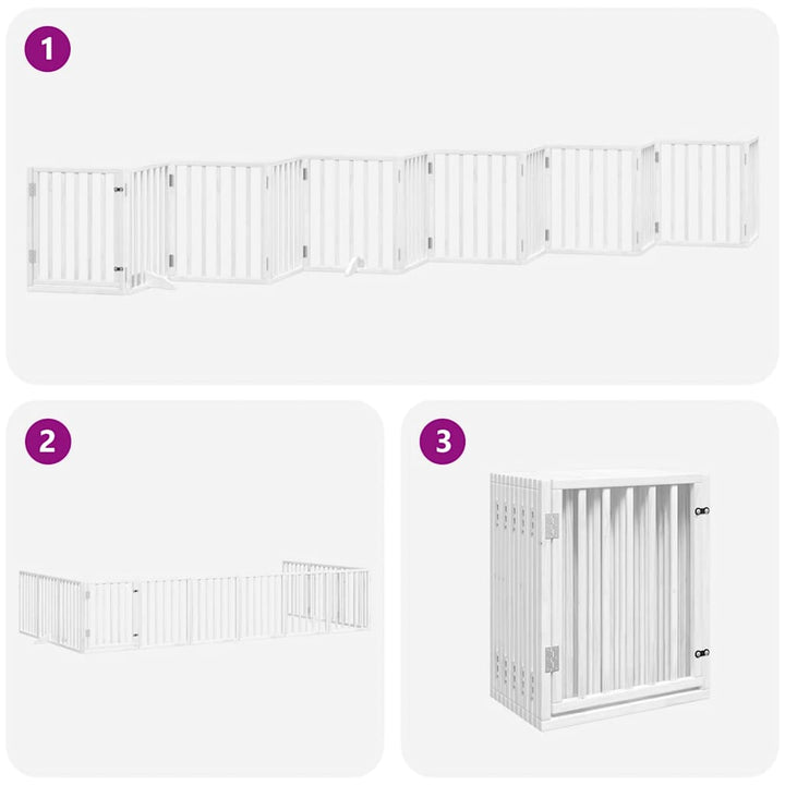 Dog Gate With Door Foldable 12 Panels 600 Cm Poplar Wood