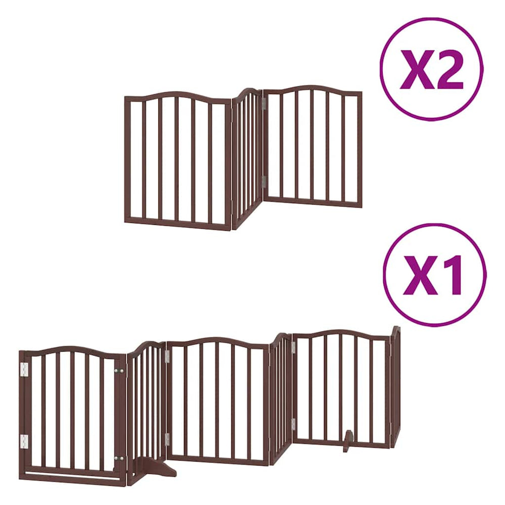 Dog Gate With Door Foldable 12 Panels 600 Cm Poplar Wood