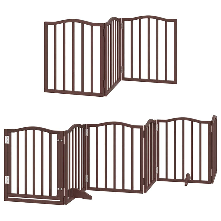 Dog Gate With Door Foldable 12 Panels 600 Cm Poplar Wood