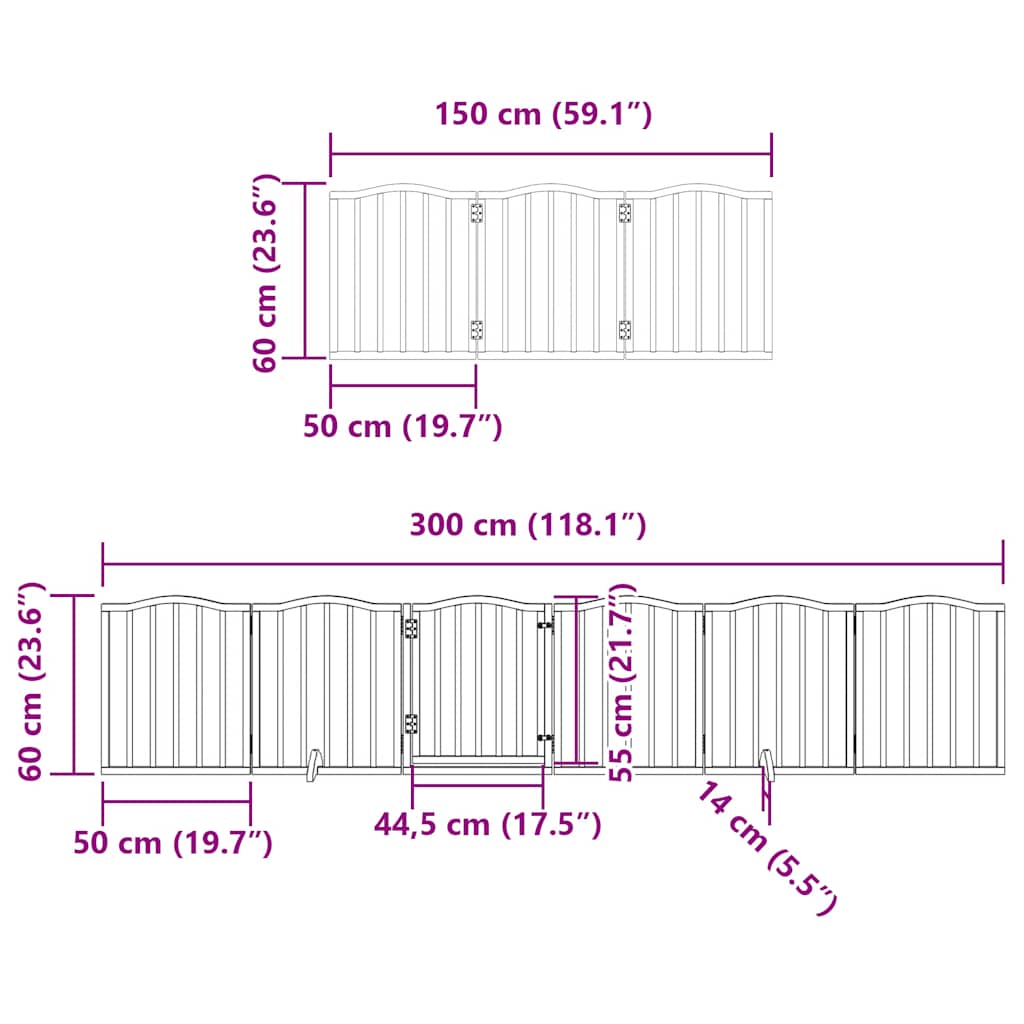 Dog Gate With Door Foldable 12 Panels 600 Cm Poplar Wood
