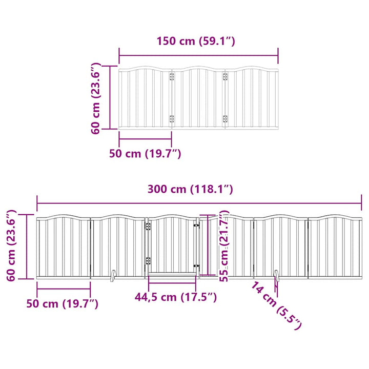 Dog Gate With Door Foldable 12 Panels 600 Cm Poplar Wood