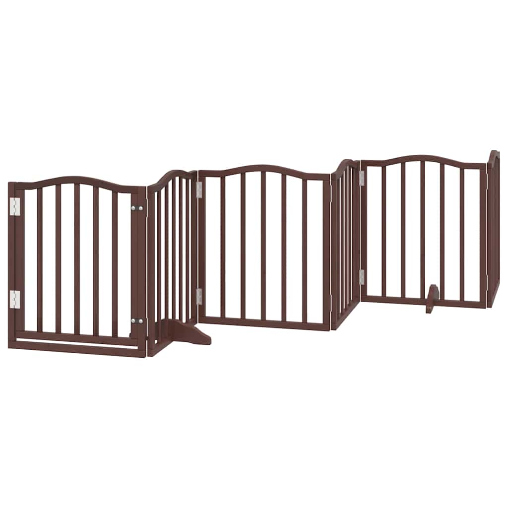 Dog Gate With Door Foldable 12 Panels 600 Cm Poplar Wood