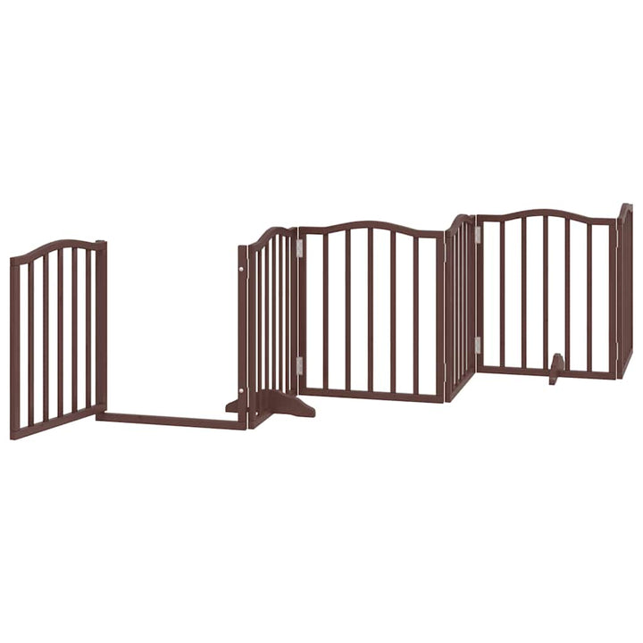 Dog Gate With Door Foldable 12 Panels 600 Cm Poplar Wood
