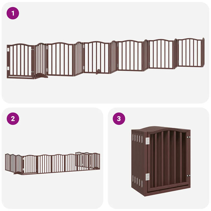 Dog Gate With Door Foldable 12 Panels 600 Cm Poplar Wood