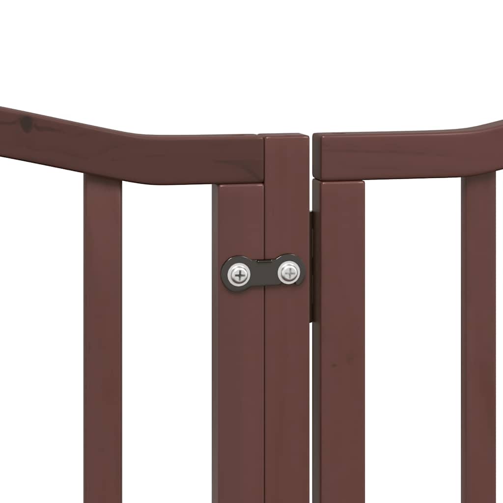 Dog Gate With Door Foldable 12 Panels 600 Cm Poplar Wood